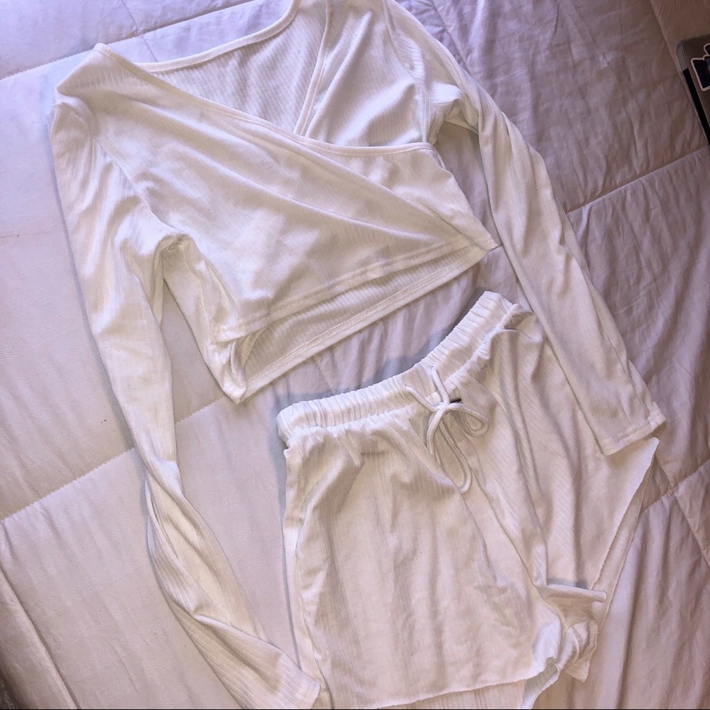 two piece shorts and crop top set